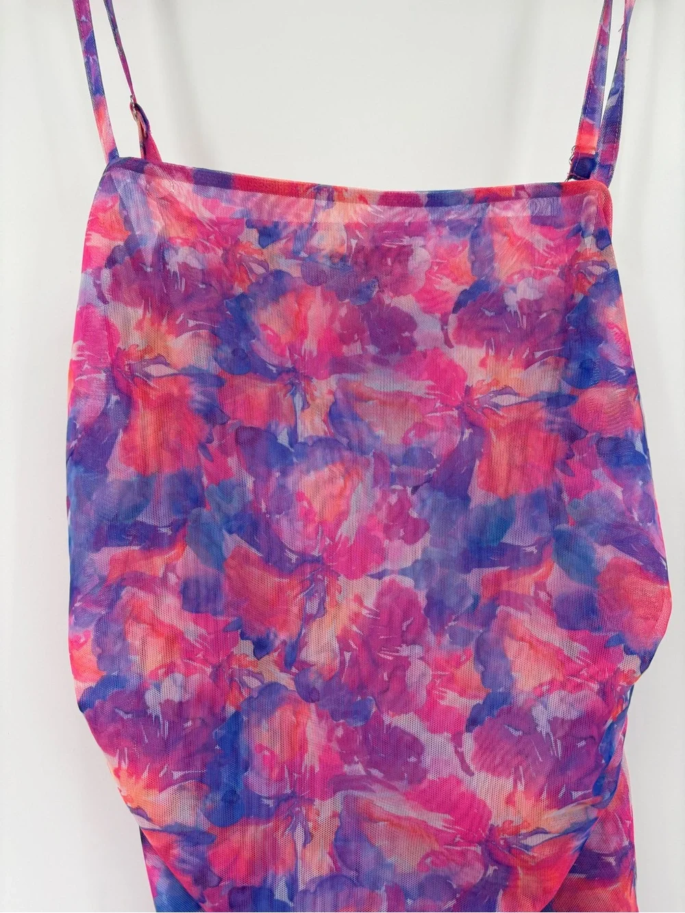 For Love & Lemons Natasha Floral Mesh Swim Cover Up Mini Dress S